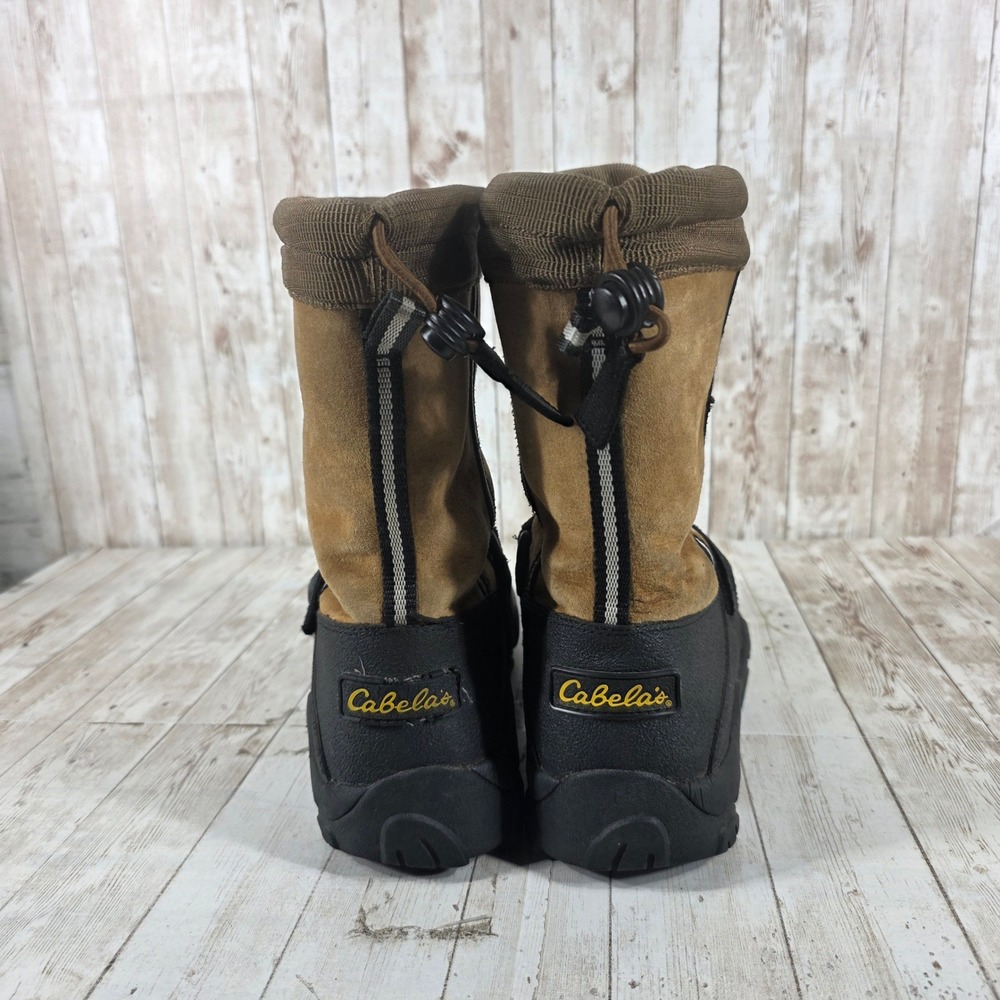 Cabelas Mens Winter Snow Boots Tan Suede Shearling Lined 8M Waterproof Shell - Picture 3 of 6